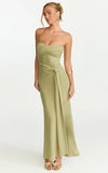 Aria Maxi Dress Strapless Tie Waist Dress in Sage