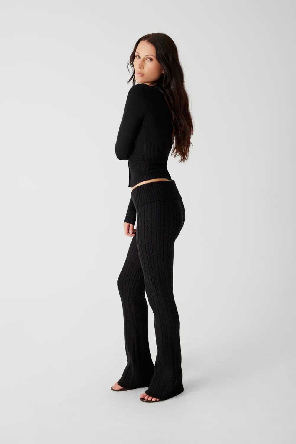 Lenon Cloud Knit Button Up Cardigan Black