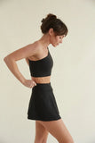 Mia Smoothing One Shoulder Crop Top in Black