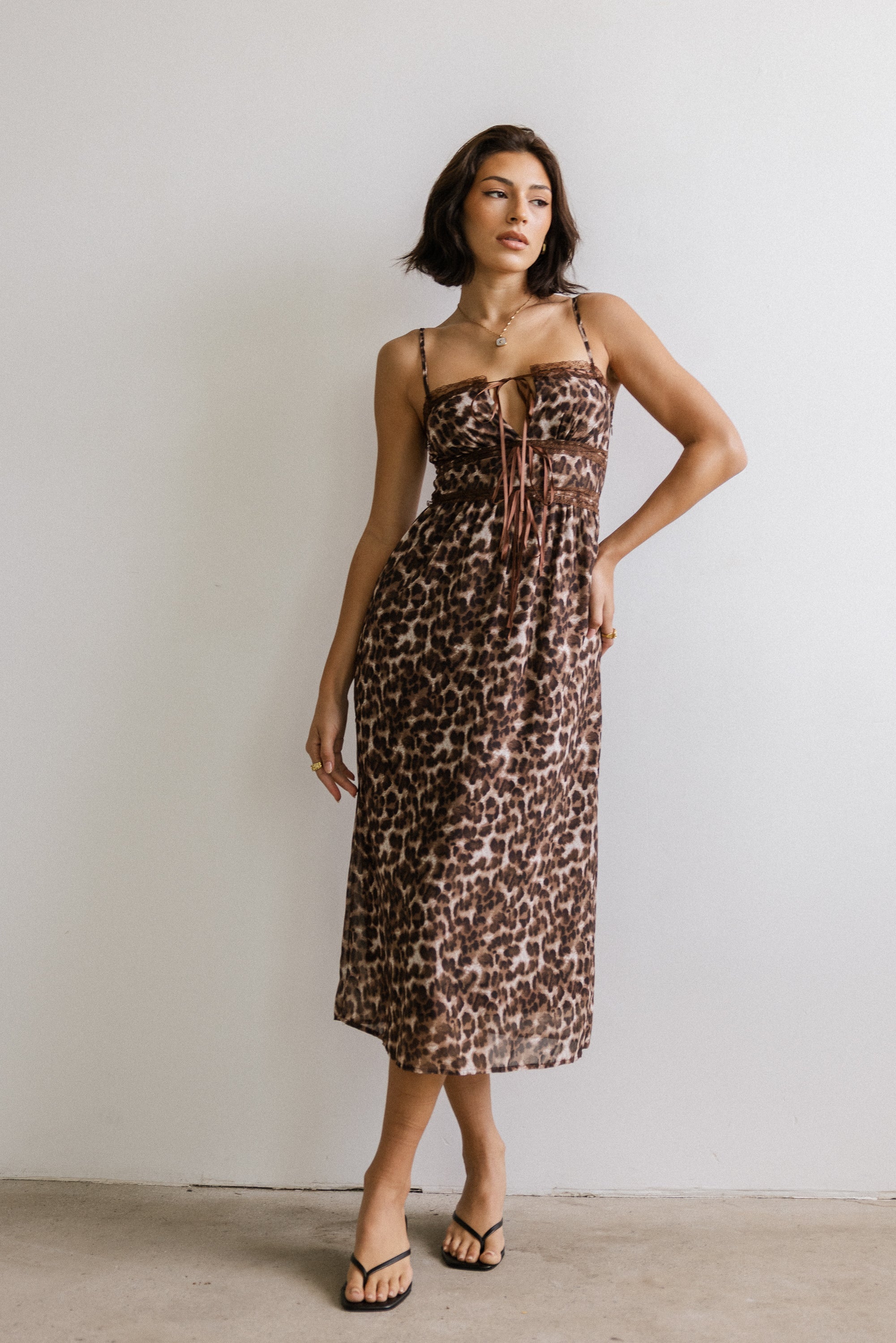 Janice Leopard Midi Dress