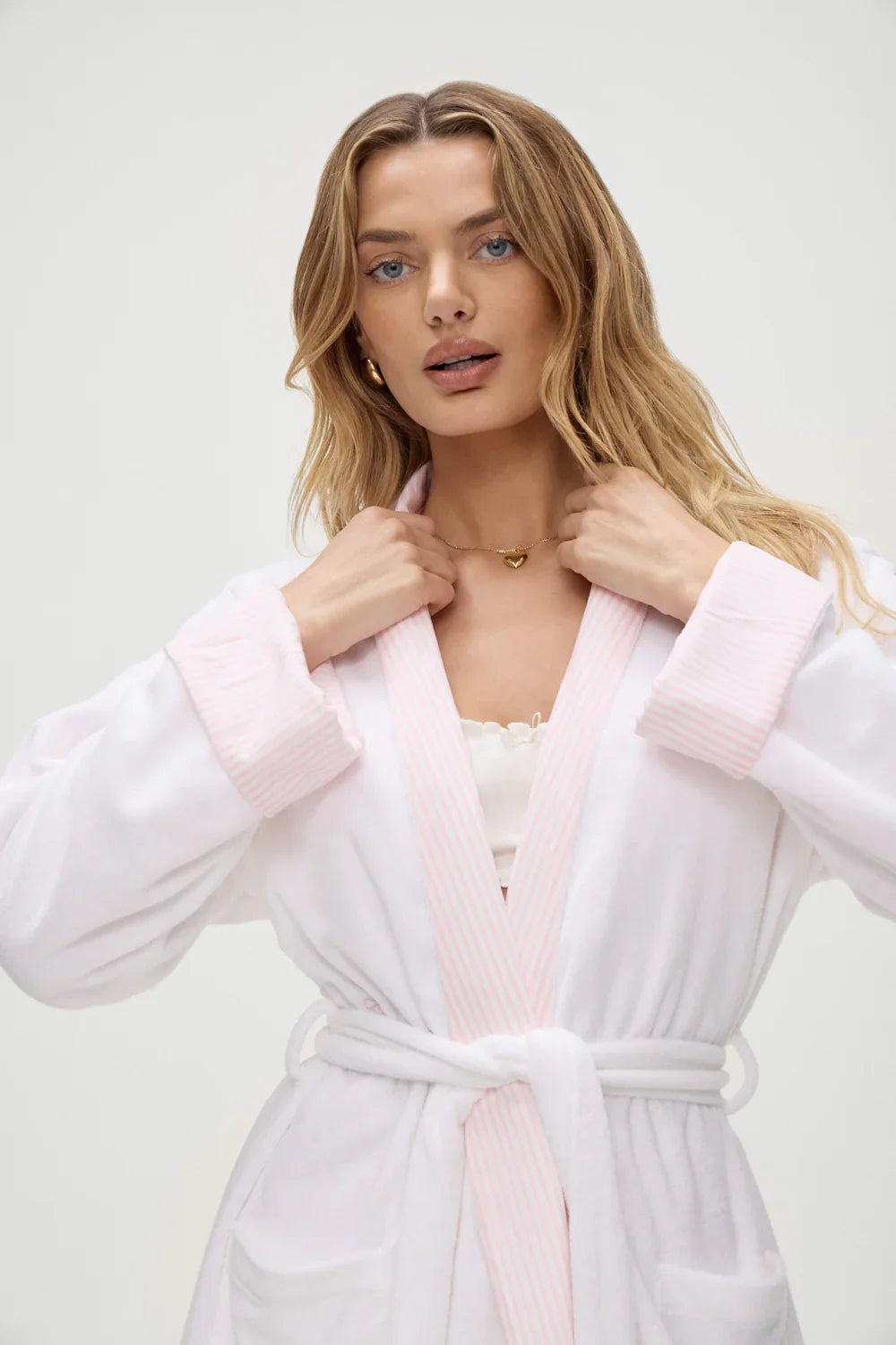 Chateau Terry Robe Pink Stripe