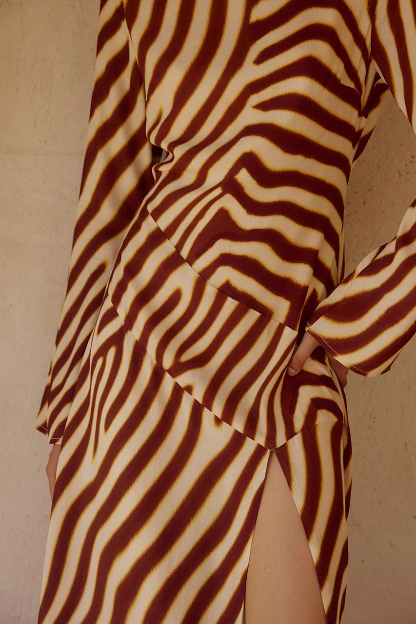 MONTIE SLEEVED MAXI DRESS MONTIE CHOC