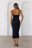 BASE The Smoothing Thin Strap Ribbed Midi Dress Black