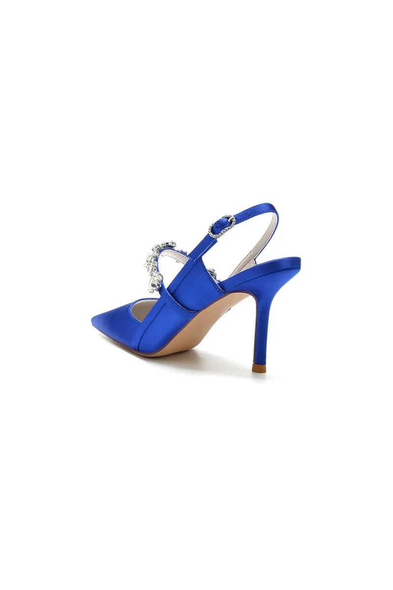 Pointed Toe Stiletto Heels with Rhinestone Strap