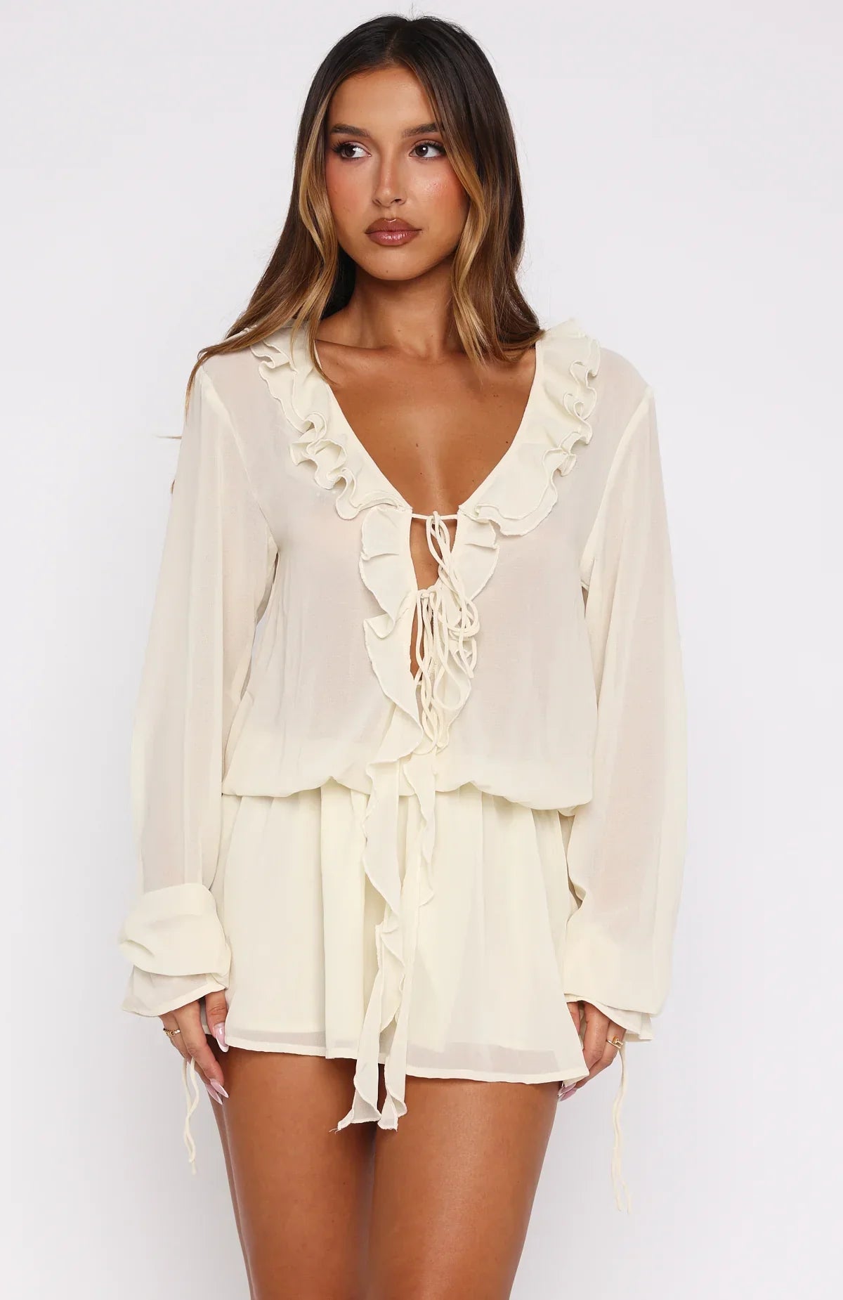 Eternal Energy Long Sleeve Mini Dress Cream