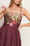 SECRET GARDEN ROMANCE BURGUNDY MAXI DRESS