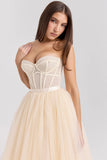 vintage cream tulle midi dress