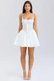 white cotton corset mini dress