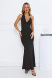 Cherry Blossom Lane Halter Maxi Dress Black