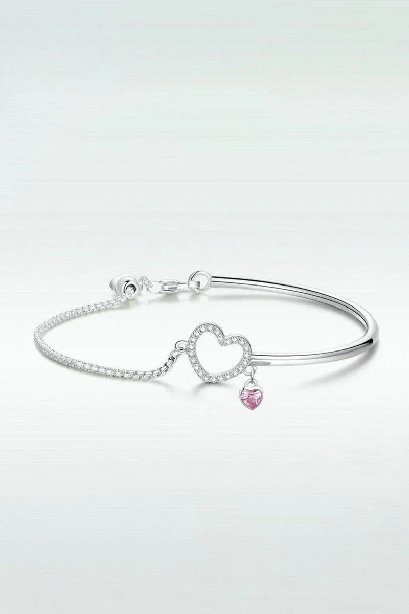 Heart Charm Bracelet in Sterling Silver