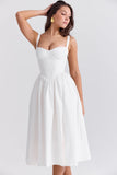 white corset midi sundress