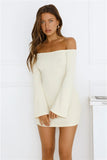 Falling Light Ribbed Long Sleeve Mini Dress Yellow