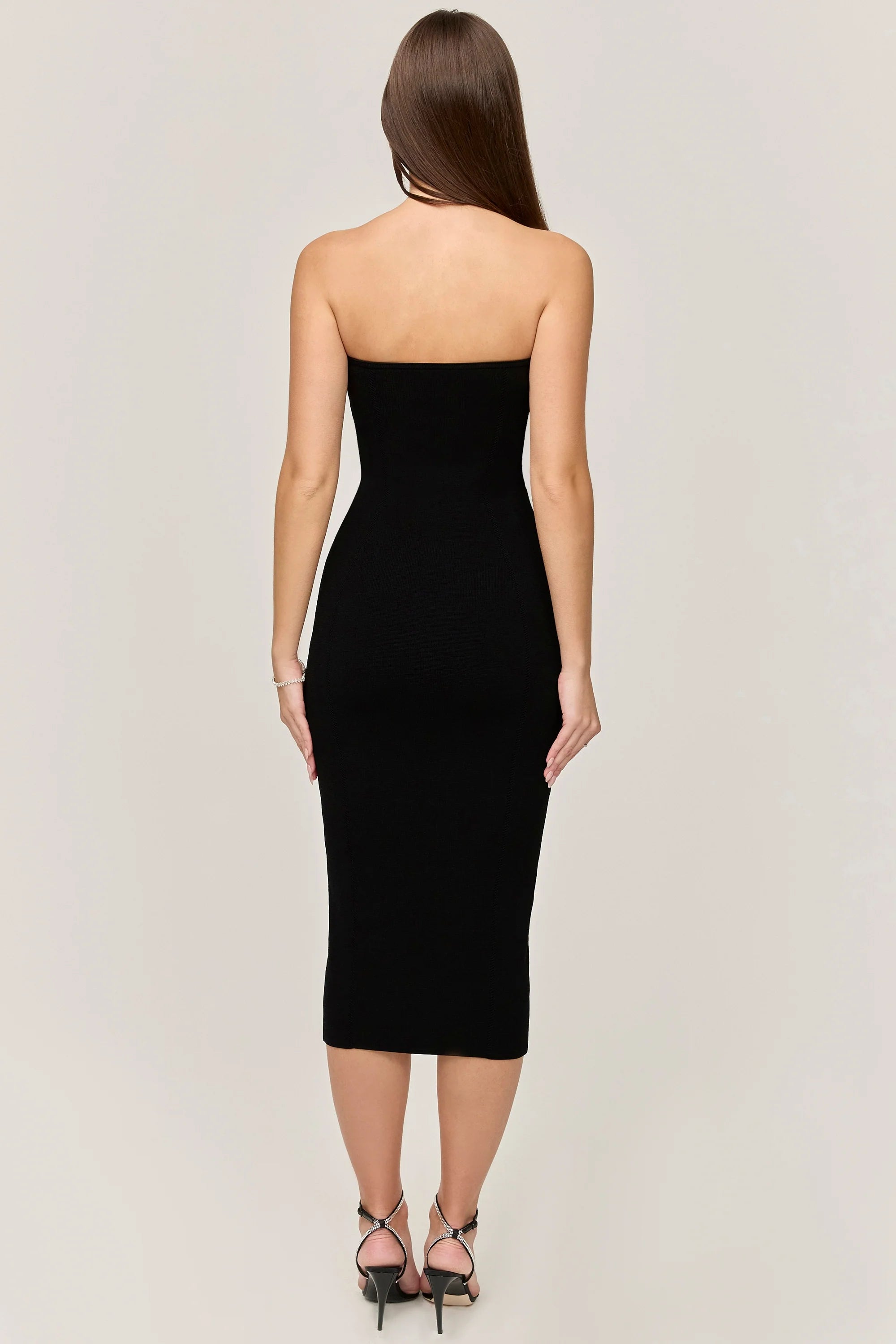 black strapless midi dress sale