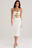 ivory satin cutout corset dress