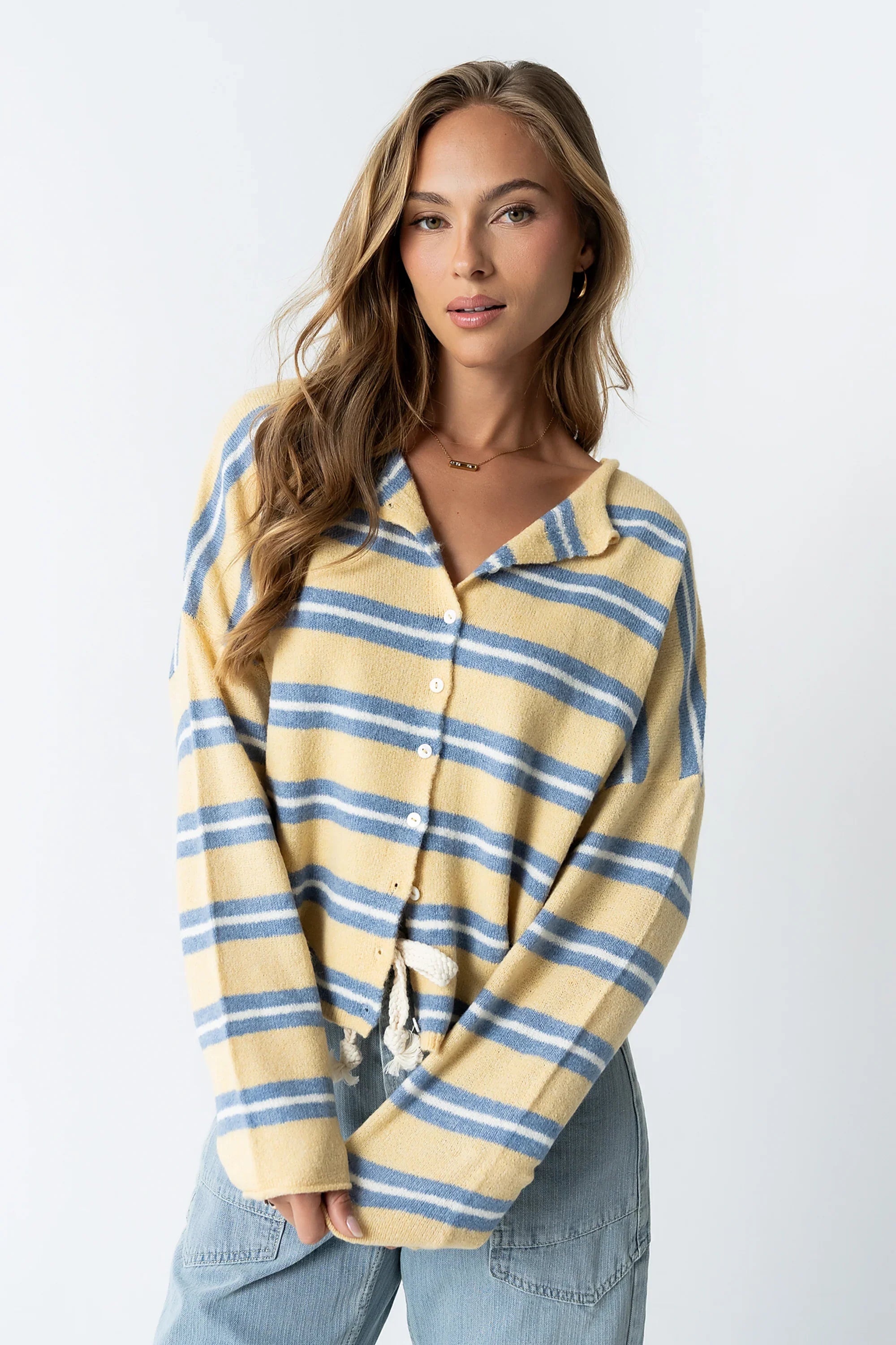 Mariah Striped Cardigan in Yellow