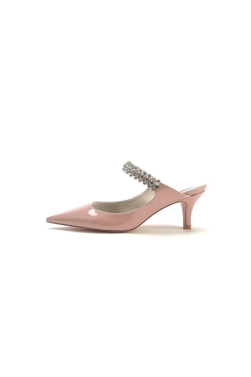 Burgundy Pointed Toe Wedding Shoes with Rhinestone
