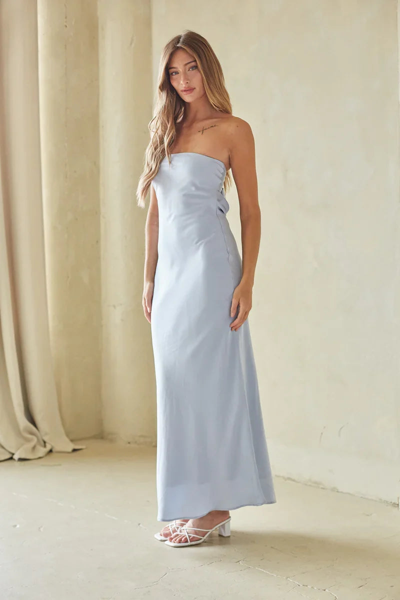 Britt Strapless Tie Back Maxi Dress