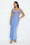 Permission To Party Satin Maxi Dress Blue