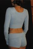 Claude Lightweight Knit Mini Crop Top Cornflower