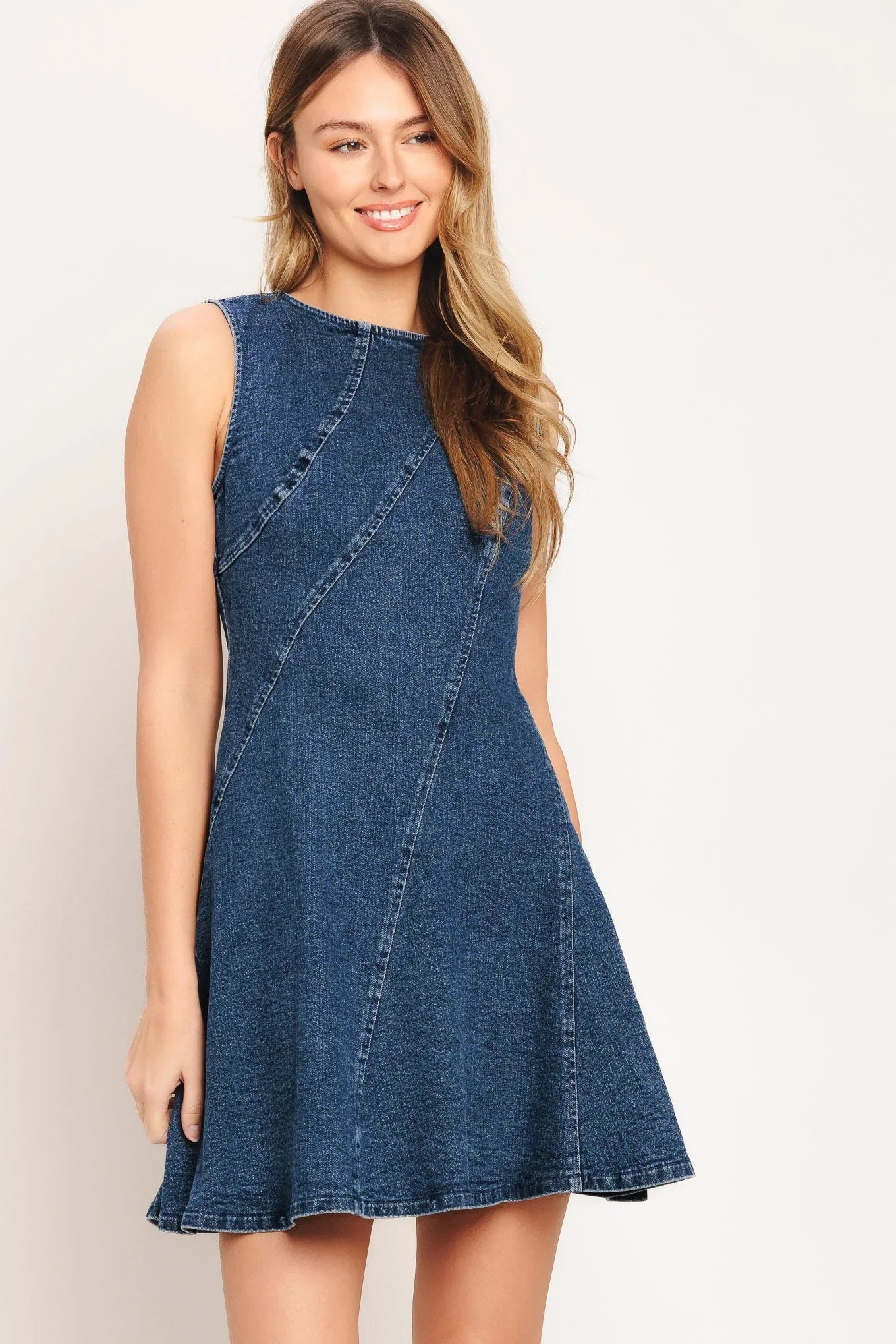 DAY TO NIGHT DENIM MINI DRESS