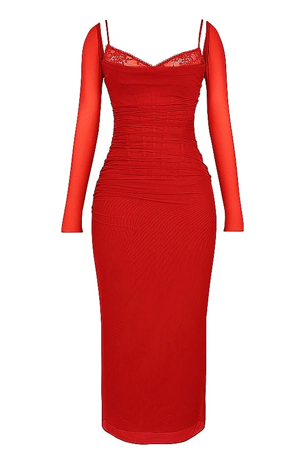 scarlet long sleeve maxi dress