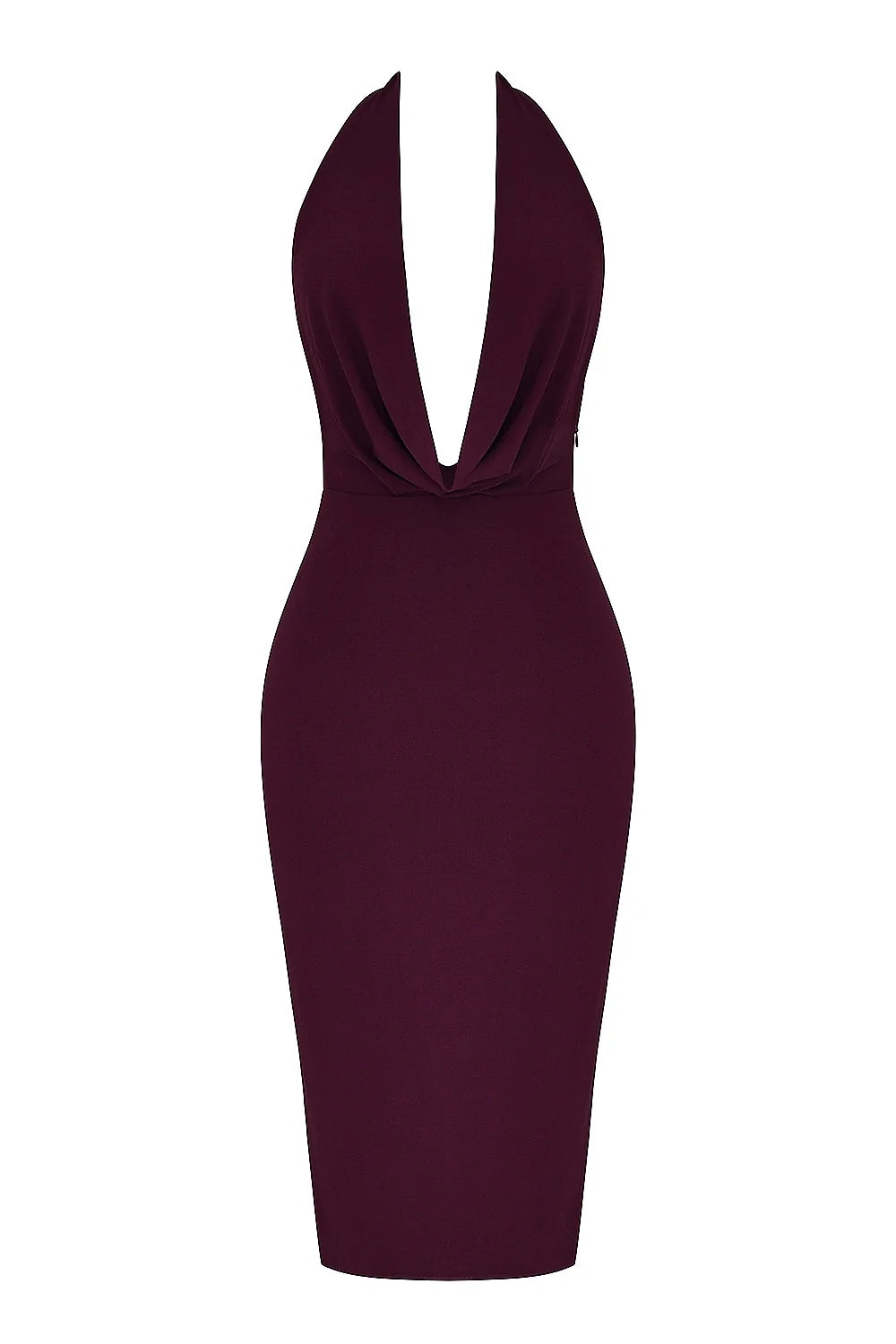 merlot draped midi dress