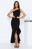 Go To Girl One Shoulder Maxi Dress Black