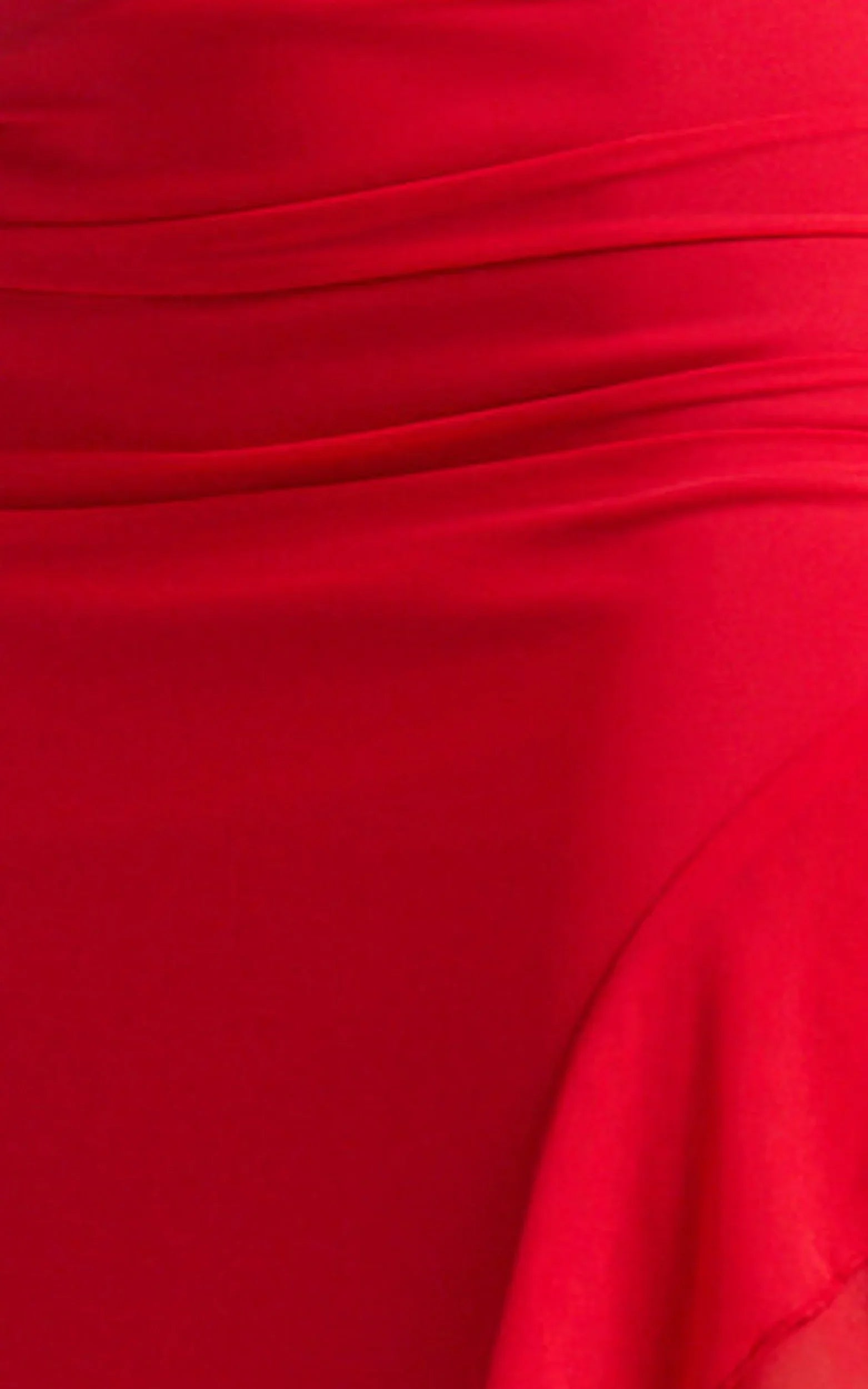 Almarie Midi Dress Halter Neck Mesh Dress in Red