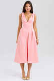 peach satin pleated midi dress sale