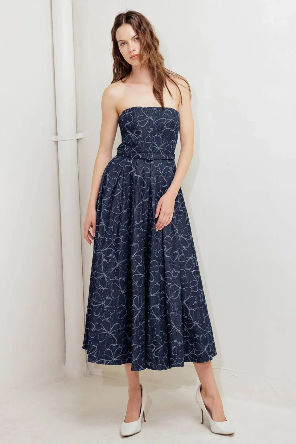 MOONBEAM DENIM MIDI DRESS