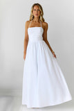 Feathered Snow Halter Maxi Dress White