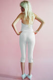 Warm Up Cutout High Waist Capri Pants Icy Gray