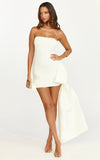 Peony Mini Dress Strapless Ruched Bodycon Dress in White