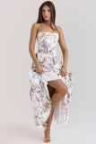 off white vintage ribbon print cotton midi sundress