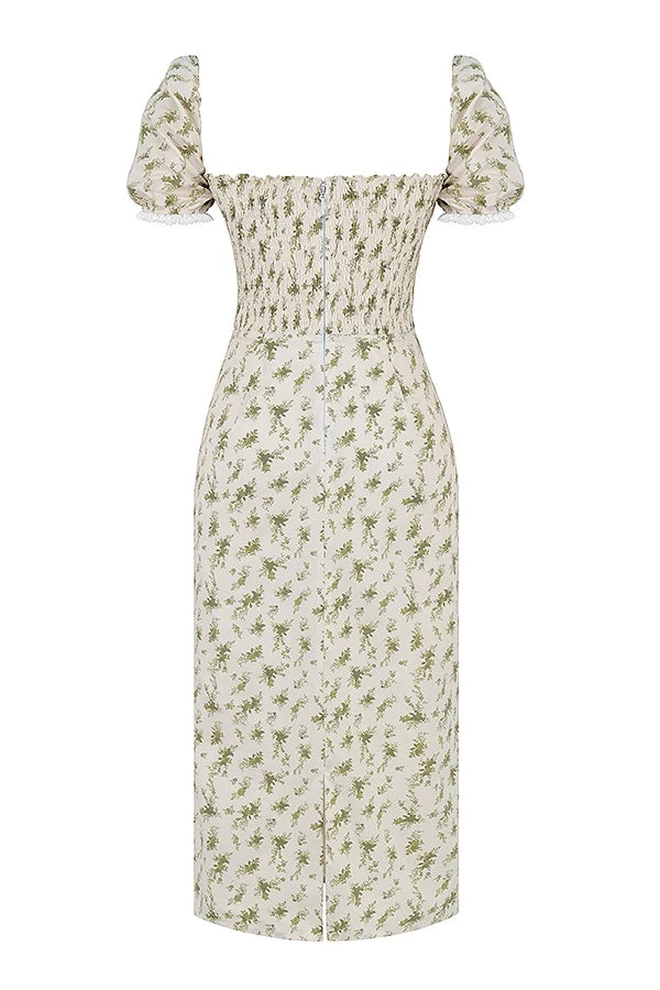 garden print shirred sundress
