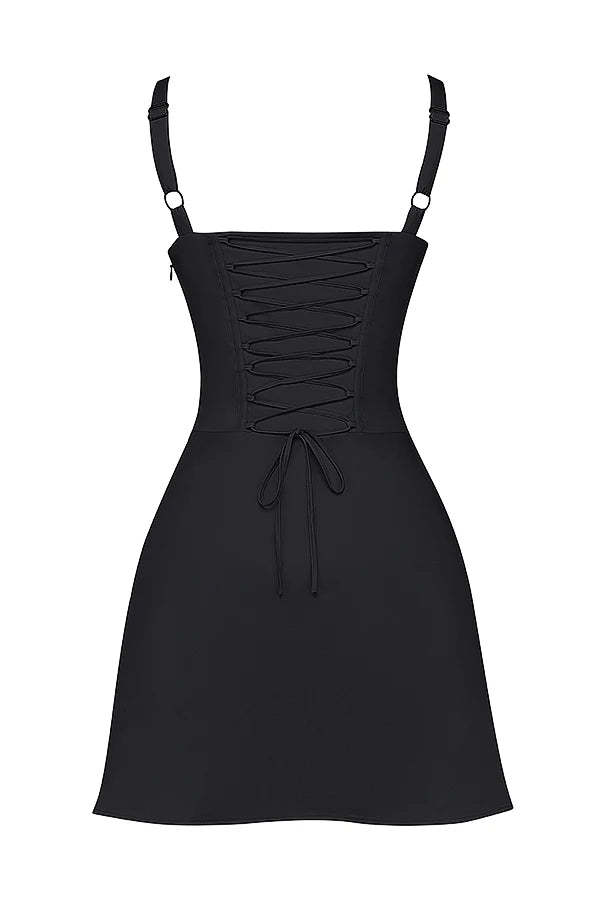 black corset mini dress