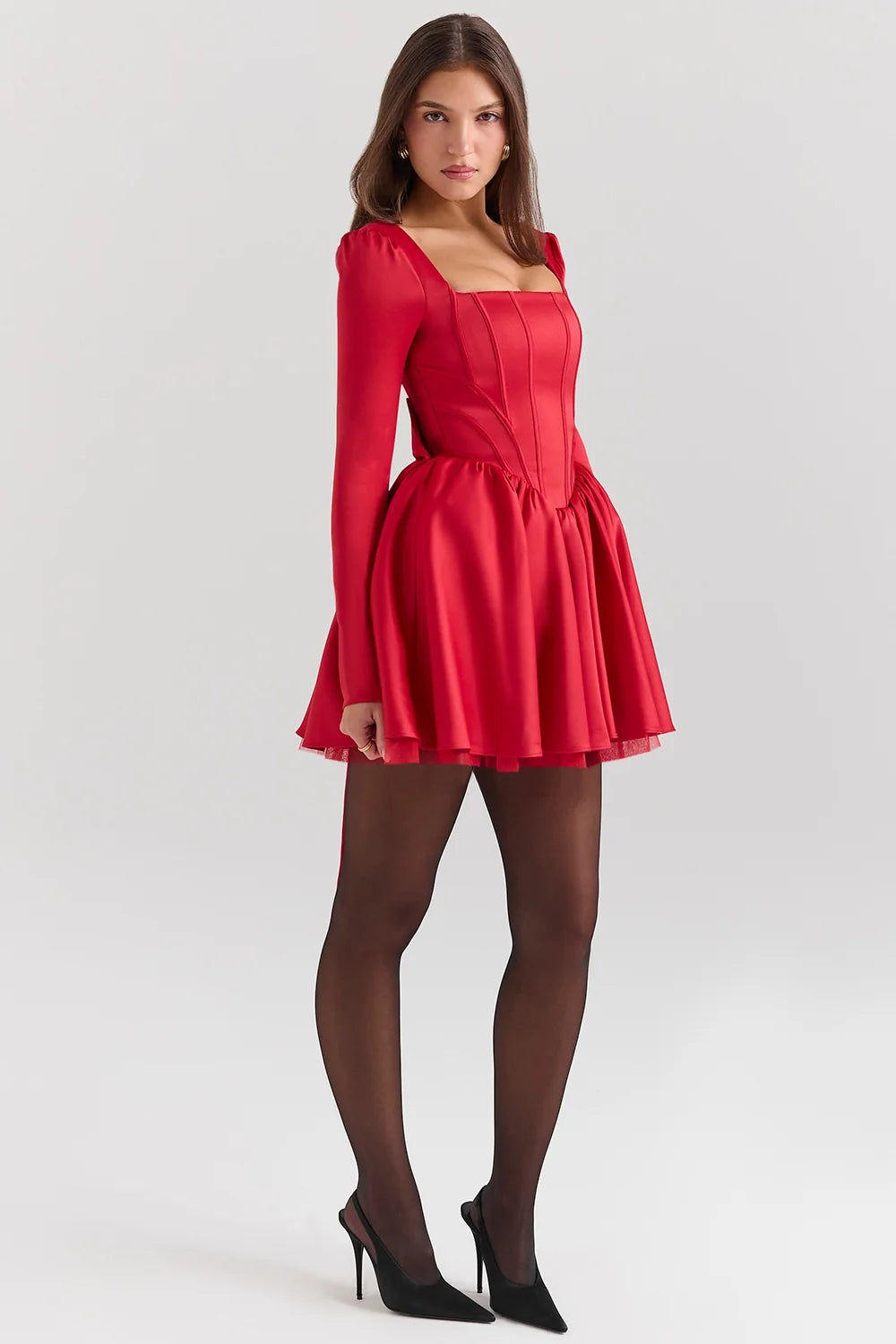 holly red removable bow tulle mini dress sale