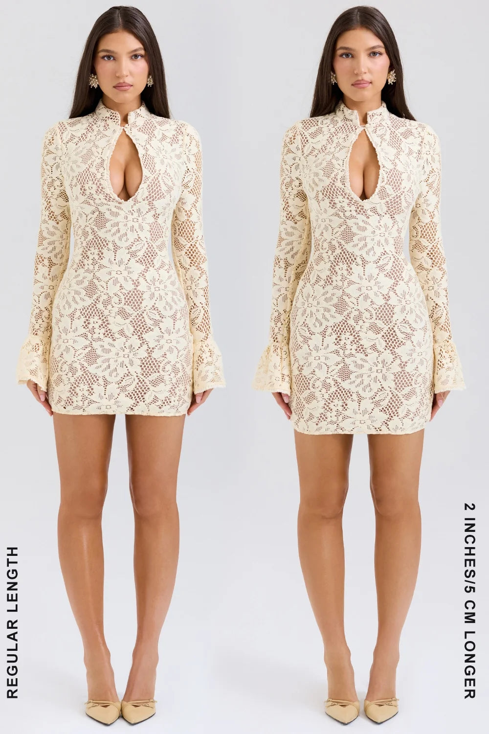 buttermilk keyhole lace mini dress