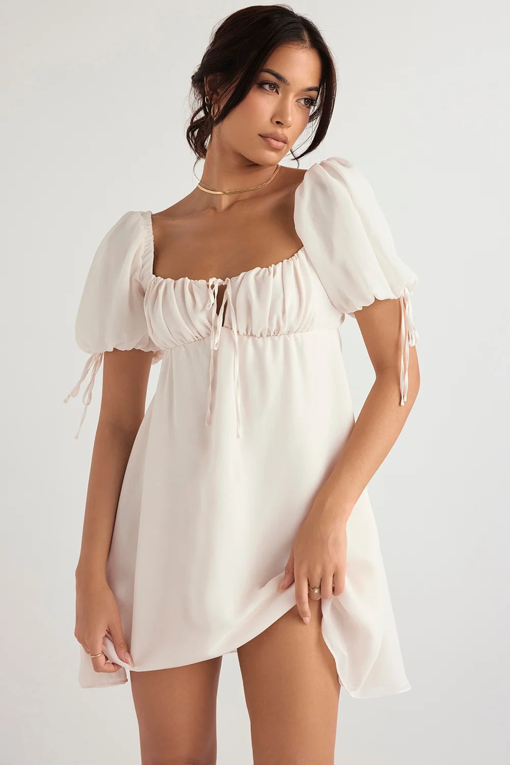 ivory georgette mini dress sale
