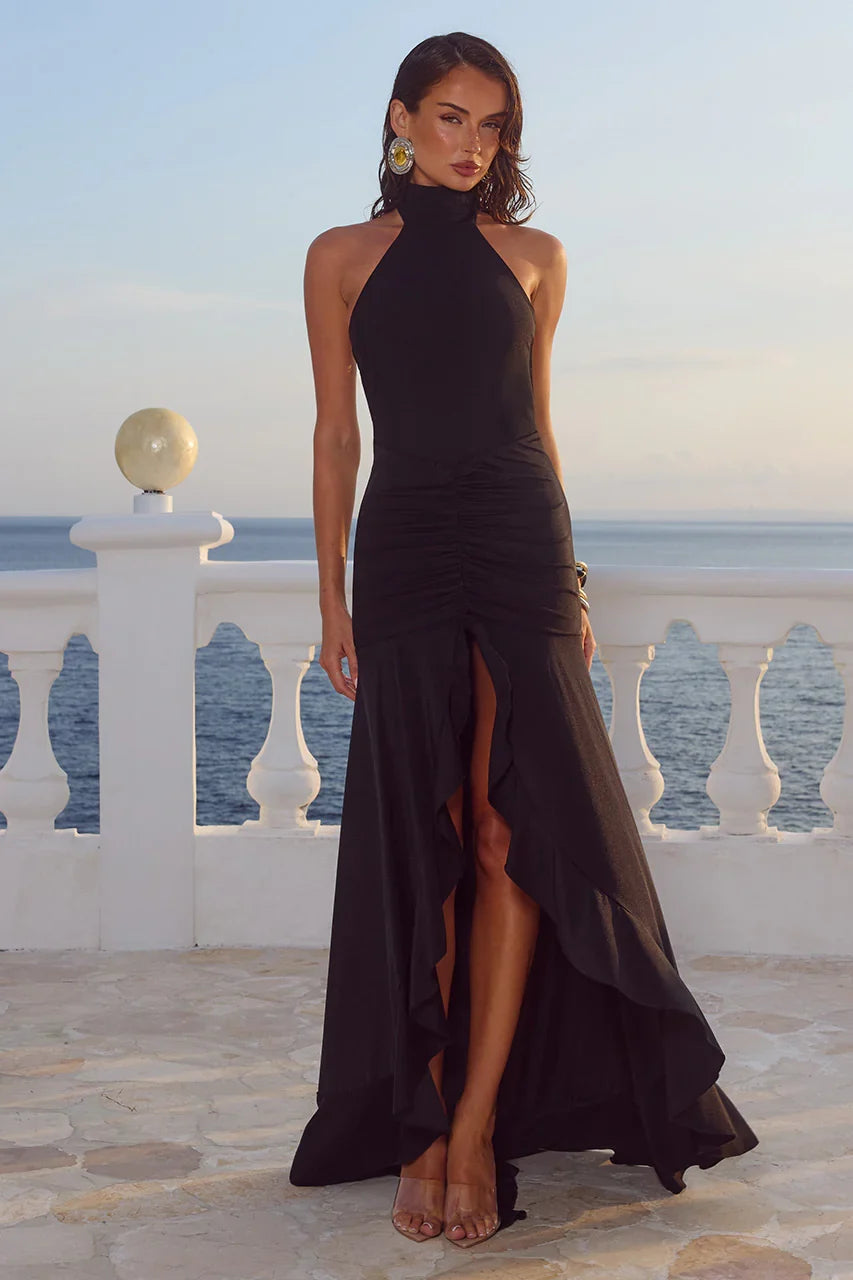 ZELMA HIGH NECK MAXI DRESS BLACK