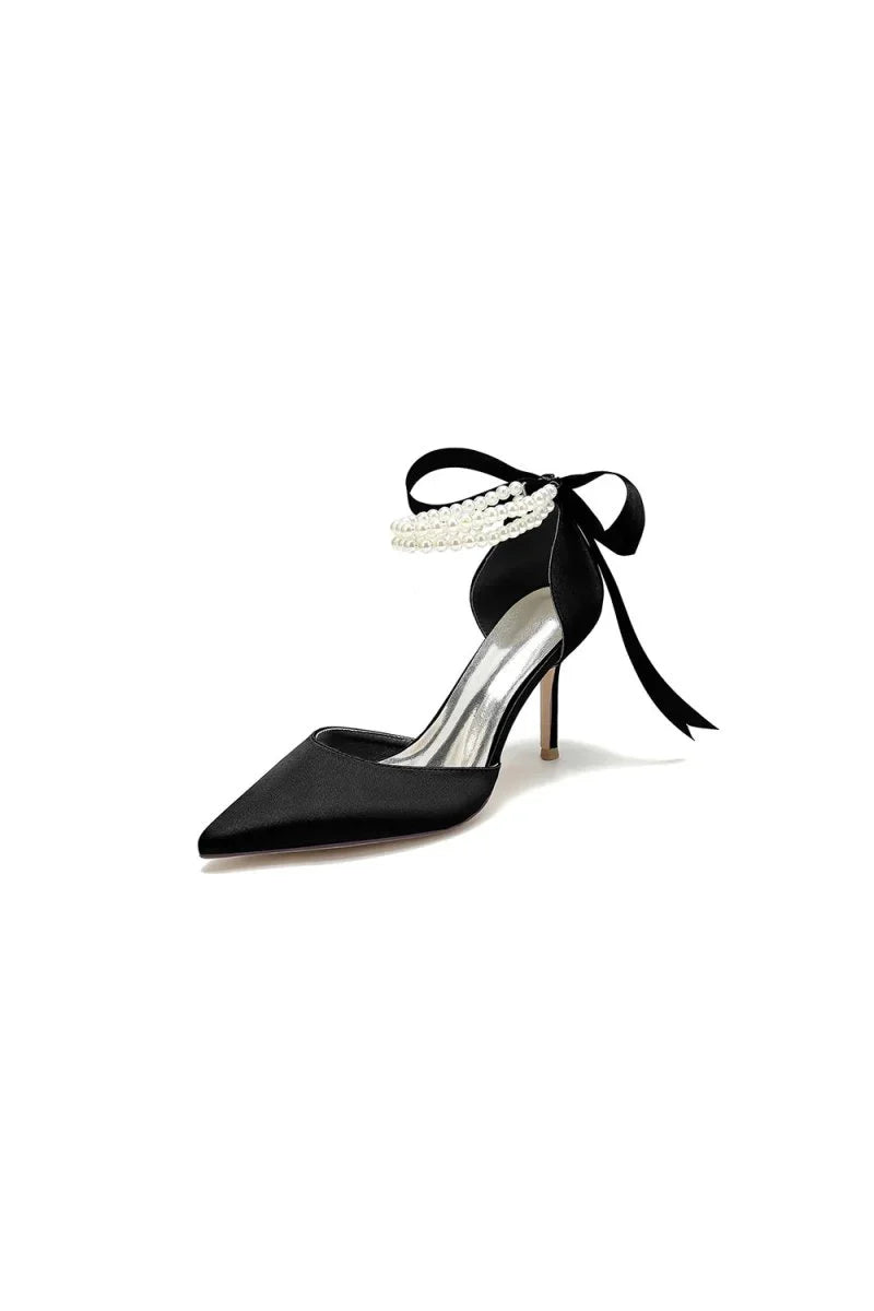 Pointed Toe Party Shoes with Ribbon Tie