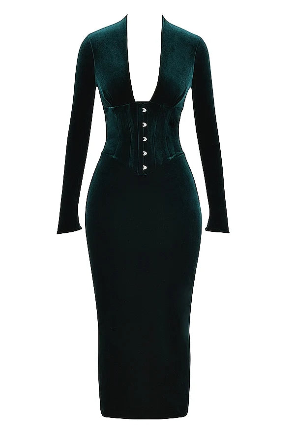 forest velvet corset dress