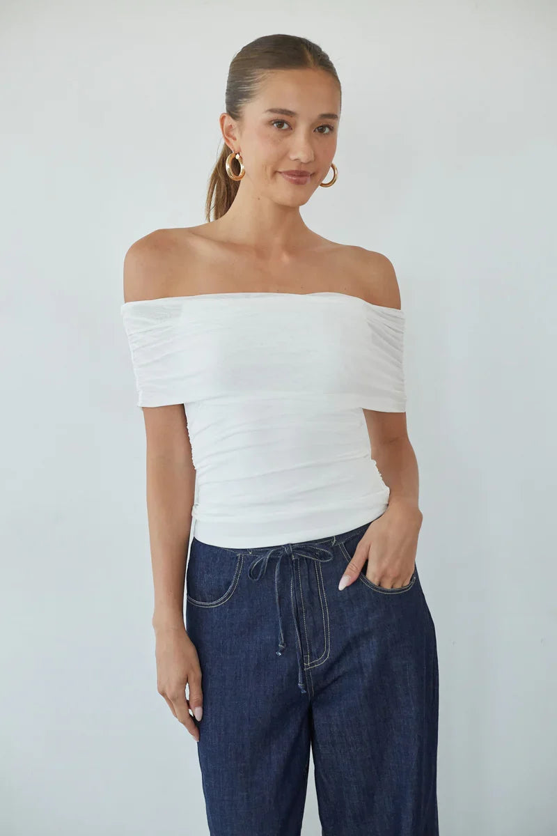 Vada Off the Shoulder Mesh Top