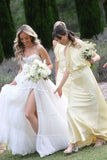 Yellow Halter Sheath Long Bridesmaid Dress with Twist Knot
