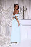 Outfit Spin Off Shoulder Maxi Dress Blue