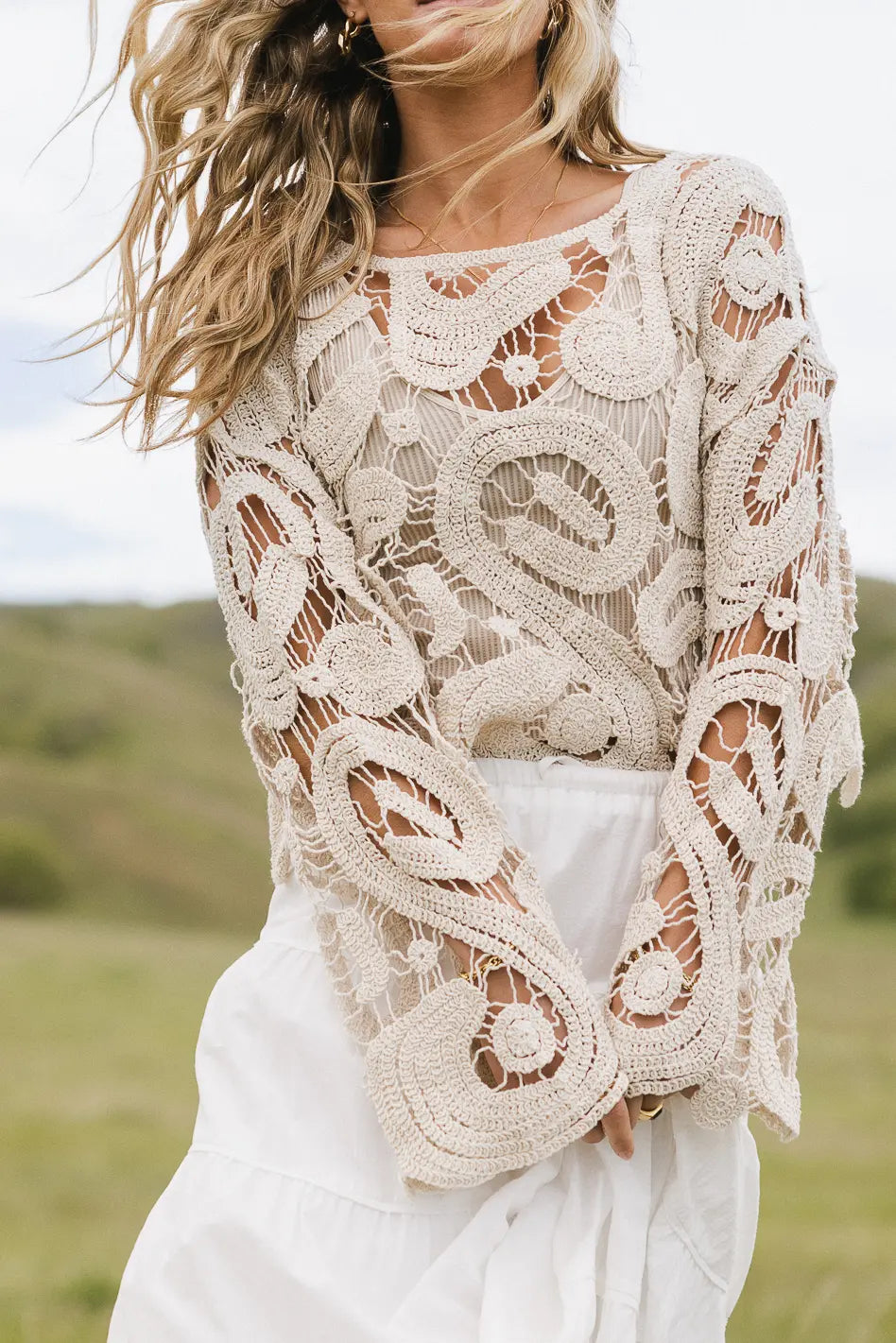 No Worries Crochet Top in Cream