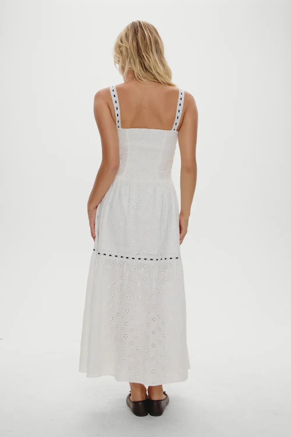 x BELLA HADID Bishop Eyelet Maxi Dress Salt Air Eyelet