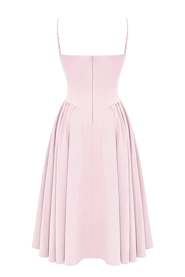 ballerina pink twill corset midi dress