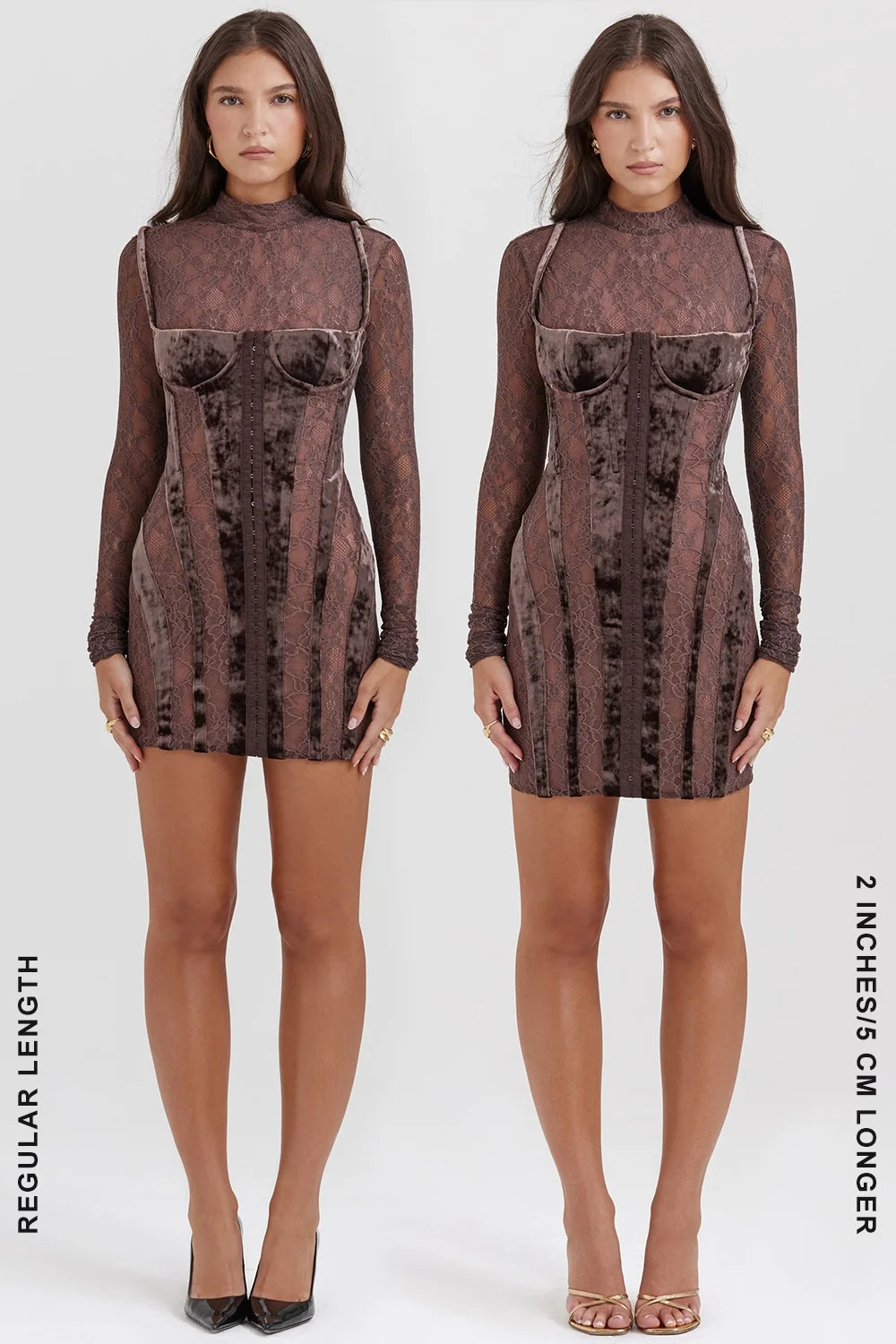 brown velvet lace corset dress