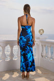 HALSTON HALTER MAXI DRESS AGAVE BLUE